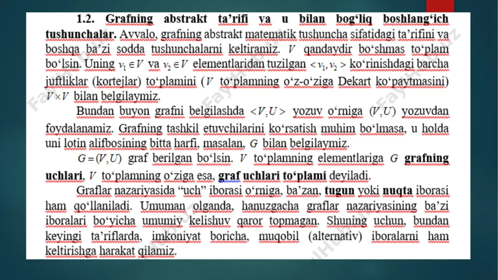 1-ma’ruza. graflar nazariyasi elementlari va o‘tkazish algoritmlari - Page 3