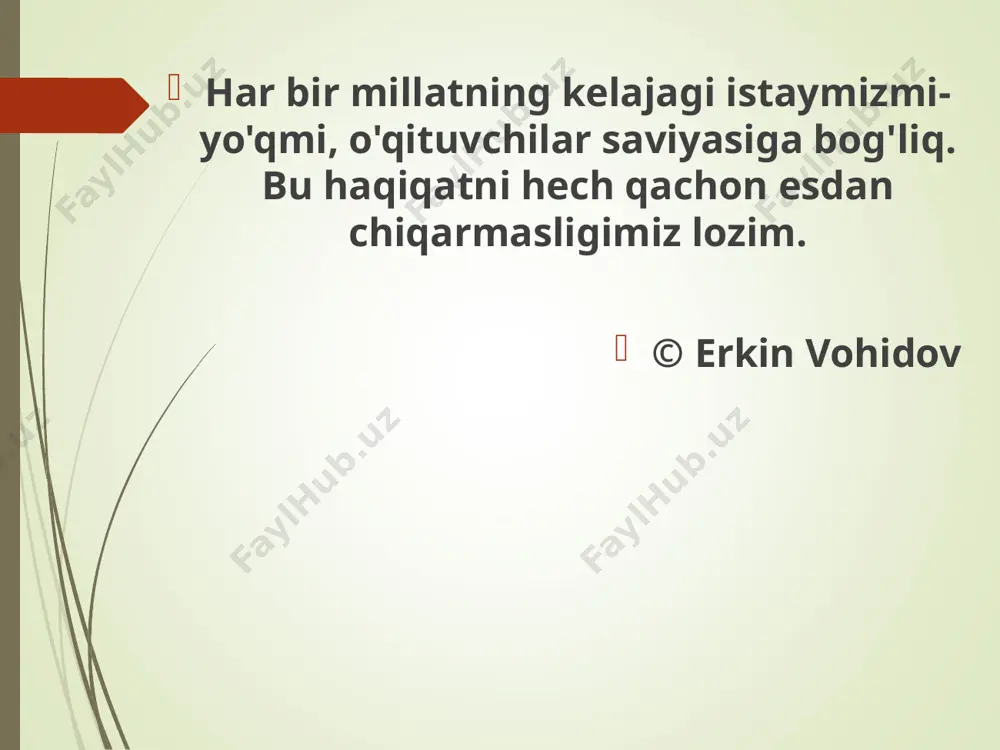 rish bir jarayonda boradi (asarning mazmunini tushuntirishga oid topshiriq o‘qish malakalarini takomillashtirish topshirig‘i ham hisoblanadi). 2. asarning g‘oyaviy asoslari va mavzusini, uning obrazlari, syujet chizig‘i, kompozitsiyasi va tasviriy vositalarini tushuntirish o‘quvchilarning shaxs sifatida umumiy kamol topishiga yaxshi xizmat qiladi, shuningdek, bog‘lanishli nutqining o‘sishi (lug‘atining boyishi va faollashishi)ni ta’minlaydi. 3. o‘quvchilarning hayotiy tajribasiga tayanish asar mazmunini ongli idrok etishning asosi va uni tahlil qilishning zaruriy sharti hisoblanadi. 4. sinfda o‘qishga o‘quvchilarning bilish faoliyatini faollashtirish, atrof-muhit haqidagi bilimlarini kengaytirish va ilmiy dunyoqarash asoslarini shakllantirishning samarali vositasi sifatida qaraladi. boshlang‘ich sinflarda asar tahlilida badiiy til vositalari − sifatlash, o‘xshatish, jonlantirish, mubolag‘a va adabiy janr turlari − ertak, hikoya, masal, she’r, doston, maqol, topishmoq kabilar bilan amaliy ravishda tanishtiriladi. badiiy asar tilini tahlil qilish orqali o‘quvchilarda o‘z ona tiliga muhabbat hissi, badiiy asarni ongli o‘qish ko‘nikmasi o‘stiriladi, asar g‘oyasini chuqur idrok etishga zamin hozirlanadi, o‘quvchilar nutqi rivojlantiriladi. ertak xalq og‘zaki ijodida ertak janrining bolalar …