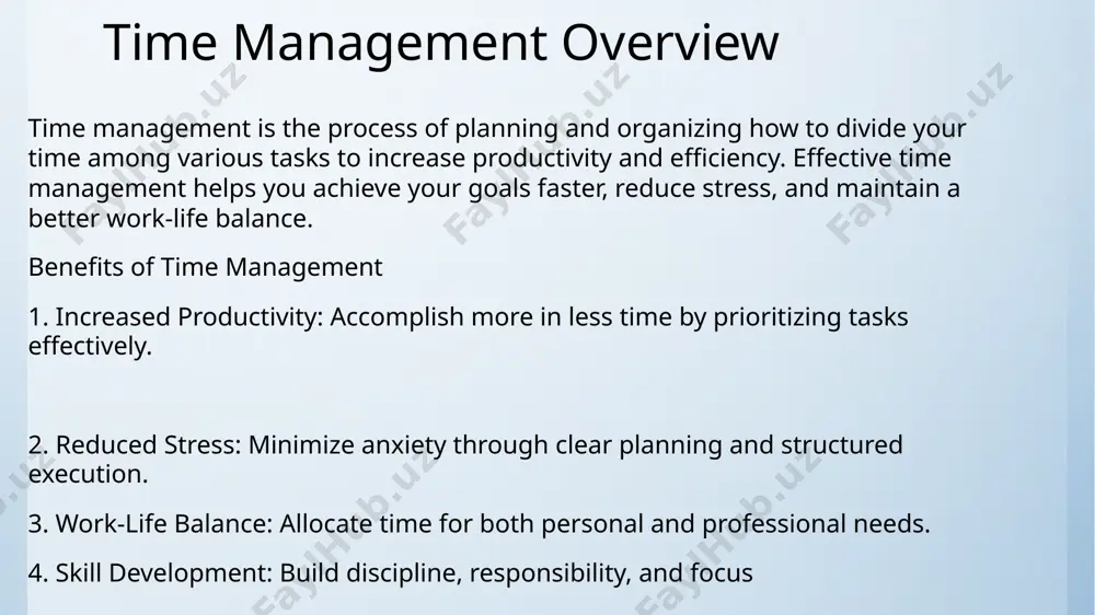 rom inefficient time management, affecting 3 out of 5 employees in major cities like london. utilizing technology leverage productivity tools like trello or asana for project management in london; these platforms enable task breakdown into smaller, manageable segments (e.g., breaking a 100-page report into 5 20-page sections), promoting better time utilization. employ calendar apps like google calendar or outlook calendar to schedule appointments, deadlines (e.g., 10 project submissions by october 26th), and reminders, improving time allocation by 20-30% across various tasks in locations like new york city. goal setting and planning effective goal setting uses the smart method: specific, measurable, achievable, relevant, and time-bound. for example, instead of "improve fitness," aim for "run a 5k in central park, new york, within 3 months, improving my pace by 1 minute per kilometer." prioritize tasks using the eisenhower matrix (urgent/important). categorizing 20 tasks daily into four quadrants helps focus on crucial activities, …