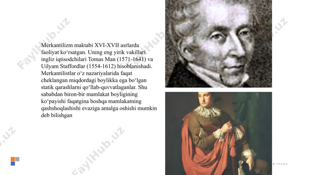 lik tovar ishlab chiqarish uchun sarflaydigan ish vaqti. petrax.theme jadval ma’lumotlaridan o‘zbekistoning mato ishlab chiqarishda mutlaq afzallikka ega ekanligi ko‘rinib turibdi. chunki o‘zbekistonda 1 m2 mato ishlab chiqarish uchun 2 soat sarflansa, qozog‘istonda 3 soat saflash kerak. demak, bu mahsulotning o‘zbekistondagi tannarxi qozog‘istondagiga nisbatan arzonroq bo‘ladi. o‘z navbatida, qozog‘iston bug‘doy ishlab chiqarishda mutlaq afzallikka ega. chunki bu mamlakatda 1 t. bug‘doy ishlab chiqarish uchun o‘zbekistonga nisbatan 1 soat kamroq vaqt sarflanadi. demak, a. smitning «mutlaq afzallik» nazariyasiga binoan o‘zbekiston mato ishlab chiqarishga ixtisoslashishi va uni eksport qilishi kerak. o‘z navbatida, qozog‘iston bug‘doy ishlab chiqarishga ixtisoslashadi va o‘zbekiston bu mahsulotni qozog‘istondan import qiladi. a. smitning «mutlaq afzallik» nazariyasi uzoq yillar davomida ko‘plab mamlakatlarning tashqi savdo siyosati strategiyasining asosini tashkil qildi va bu mamlakatlar erkin savdo siyosatini yuritishdi. petrax.theme ammo «mutlaq afzallik» nazariyasida bir qator kamchiliklarga ham yo‘l qo‘yilgan. xususan, bu model mutlaq afzallikka ega bo‘lmagan mamlakatning xalqaro savdodagi ishtirokini tushuntirib bera …