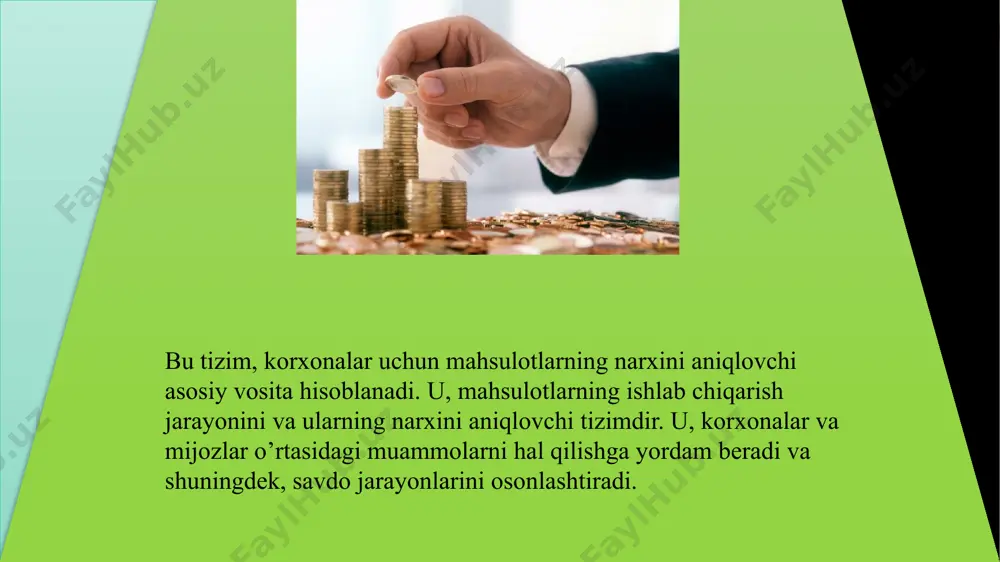 eradi. ushbu tizim, korxonalar uchun ishlab chiqarish jarayonini samarali va samarador qilishga yordam beradi. shunday qilib, brutto shartnoma tizimi, korxonalar uchun juda muhim ahamiyatga ega bo’lib, ularning iqtisodiy faoliyatini samarali va samarador qilishga yordam beradi. 12 xulosa xulosam shundan iboratki brutto shartnoma tizimi, haqida gap ketganda savdo jarayonlarini samarali va shaffof qilishga yordam beradi. deb o’ylayman u, mahsulotlarni ishlab chiqarish va sotish jarayonida bo’lgan barcha xarajatlarni hisobga oladi. bu tizim, korxonalar uchun mahsulotlarning narxini aniq belgilashga yordam beradi, chunki u mahsulotni ishlab chiqarish uchun sarflangan barcha xarajatlarni hisobga oladi. shuningdek, bu tizim, mijozlarga mahsulotning narxini aniq ko’rish imkoniyatiga ega bo’ladi va shuningdek, ular mahsulotning sifatini baholash uchun kerakli ma’lumotlarga ega bo’ladi. brutto shartnoma tizimi, korxonalar uchun muhim ma’lumotlar asosida qaror qabul qilishda yordam beradi, masalan, qaysi mahsulotlar ko’proq foyda keltirishi yoki qaysi ishlab chiqarish jarayonlarini optimallashtirish kerakligi haqida. shunday qilib, brutto shartnoma tizimi, korxonalar uchun juda muhim ahamiyatga ega bo’lib, …