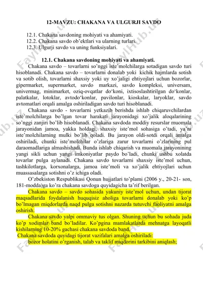 chakana va ulgurji savdo — DOCX