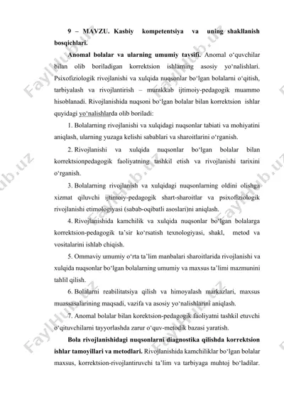 anomal bolalar va korrektsion pedagogikasi — DOCX