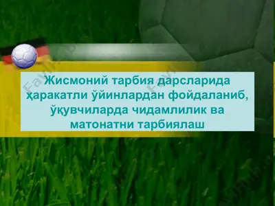 жисмоний тарбия дарсларида ҳаракатли ўйинлардан фойдаланиб, ўқувчиларда чидамлилик ва матонатни тарбиялаш — PPT