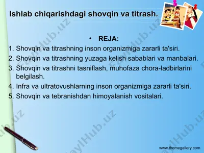 ishlab chiqarishdagi shovqin va titrash — PPT