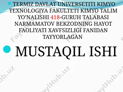 faoliyat xavfsizligi psixologiyasi — PPTX