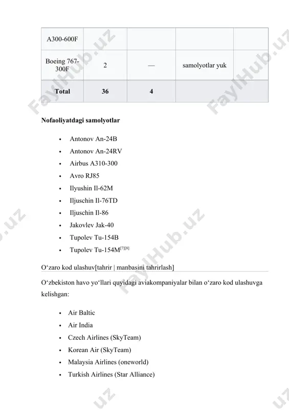 oʻzbekiston havo yoʻllari samolyotlari - Page 3