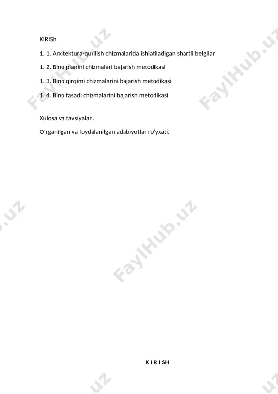 ayyorlanayotgan bitiruvchilarga yuqori talablar qo’yilmoqdaki, mutaxassislar tayyorlash milliy dasturi bеvosita milliy tajribaning ilmiy, nazariy, amaliy tahlili va ta'lim tizimidagi jahon miqyosidagi yutuqlar asosida tayyorlangan hamda yuksak umumiy va kasb-hunar ongiga, madaniyatiga, savodxonligiga, ijodiy va ijtimoiy faollik, ijtimoiy-siyosiy hayotda mustaqil ravishda mo’ljalni to’g’ri ola bilish mahoratiga ega bo’lgan, istiqbol vazifalarini ilgari surish va hal etishga layoqatli mutaxassislarning yangi avlodini shakllantirishga yo’naltirilgandir. texnika taraqqiy eta borgan sari inson texnikaviy faoliyatining turli sohalari, uning texnika madaniyati va ma'lumotiga katta talablar qo'yilmoqda. ushbu talablar texnikaviy grafika bilan uzviy bog'liqdir. turmushimizda hech bir soha yo'qki, unda chizmalarni o'qiy bilish, ular bilan ishlash talab etilmasin. oddiy quti yasashdan tortib, osmono'par toshkent teleminorasini qurish ham chizmalar bo'yicha bajarilgan. savodli chizilgan chizma bo'lajak detal yoki inshootning to'g'ri bajarilishini ta'minlaydi.har bir sohaning o'ziga xos tarixi bo'lgani kabi grafik tasvirlash tarixi ham uzoq o'tmishga borib taqaladi. hali harfiy yozuvlar paydo bo'lmasdan turib kishilar o'z fikrlarini ifodalash uchun „tasviriy yozuvlardan", ya'ni …