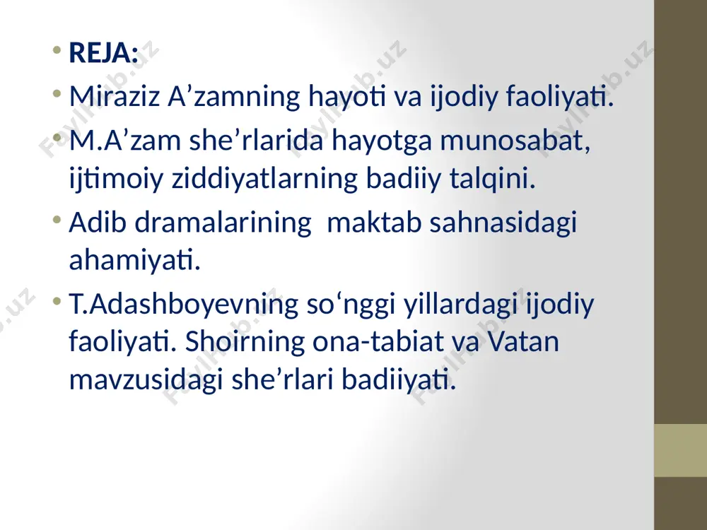 (1970), «bir cho’ntak yong’oq» (1990, saylanma) kabi bir qator ajoyib she’riy to’plamlari bosilib chiqdi. ularda bolalarning qalbi va tuyg’ulari orqali olamni, odamni bilishga, yaxshilik bilan yomonlikni farqlashga, halol va pokiza mehnatni ulug’lashga intiladi. bedananing buvisi bedananing otasi bоr ekan, nоr ekan, onasiga oriyat uоr ekan, uоr ekan. dori-darmon,о‘t-o‘lan keltirib, keltirib, qari qushga tutishib, ichirib, yedirib, aylanishib boshida turdilar. sog’ayishning chorasini ko‘rdilar, ko‘rdilar... va-vaq, va-vaq, vit-bil-diq. va-vaq, va-vaq, vit-bil-diq. adib kattalar uchun ham bir qator salmoqli she’riy guldastalar yaratgan. jumladan, «sevaman» 1977), «tuyg’ular» (1980), «sabot» (1983) kabi to’plamlaridagi ko’pchilik she’rlar o’zining hayotiy va jozibaliligi bilan o’quvchi qalbini zabt etadi.shoir ana shu she’riy to’plamlaridagi eng yaxshi she’rlarini va yangi yozilgan asarlari sarasini o’zining «haqiqatning ko’zlari» (1988) saylanmasiga jamlab, talabchan o’quvchisiga havola etdi. xayol surish kun qisqa qanday qilib kun chiqadi, deb о ‘ylayman, tun cho‘zilsa, nega tun cho‘zildi, deb о ‘ylayman. uni хayоl qilaman, buni хayоl qilaman o’ylayman,bari bir, о‘ylayman adib mohir …