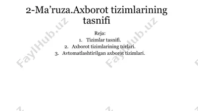 axborottizimlarining tasnifi — PPTX
