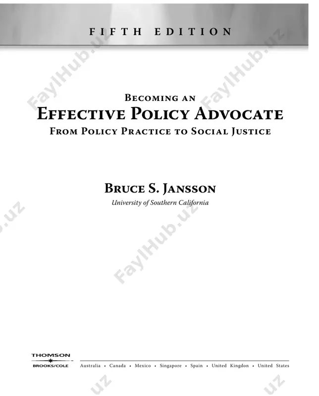 o write about policy practice http://www.thomsonrights.com iii      b m  b  p a   l  1 joining a tradition of social reform 2 diversity and policy advocacy 2 advancing the public interest at home and abroad 8 using an ecological perspective 9 what policy practitioners and advocates seek to change 9 what are policy practice and policy advocacy? 14 challenges encountered by policy advocates 15 joining a tradition of policy advocacy 20 joining the reform tradition within social work 23 policy devolution, technology, globalization, and policy advocacy 24 becoming an eff ective policy advocate 25 developing a vision 25 � seeking opportunities for policy advocacy 25 � taking sensible risks 26 � balancing flexibility with planning 26 � being appropriately assertive 27 � developing multiple skills 27 � being persistent 28 � tolerating uncertainty 28 � becoming a policy advocate 28 � …