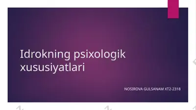idrokning psixologik xususiyatlari — PPTX