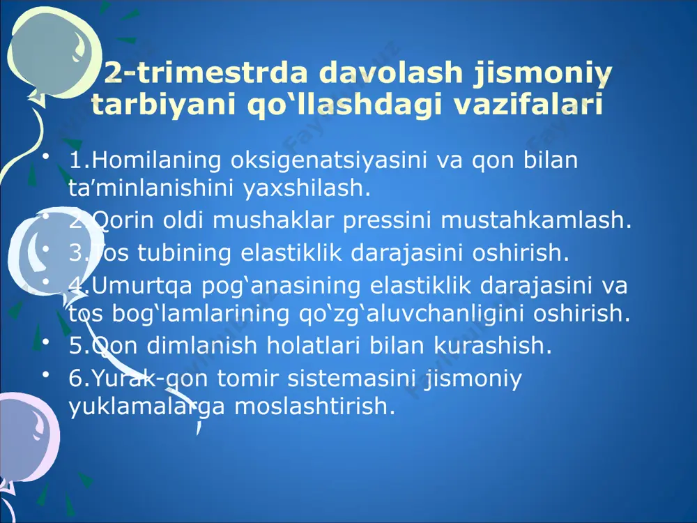 uzunlamasına arralash, spiral, halqasimon shin va sonlarda amalga oshiriladi; • yoğurma: asosan forseps, orqaning uzluksiz uzunlamasına uzun mushaklari, ko'ndalang, cho'zish va kesish; • tebranish: uzluksiz, silkinish, qaltirash harakatlari bilan oyoq-qo'llarni silkitish, silkinish; yumshoq maydalash va bir qo'l bilan silash; • akupressura - mushaklar ohangini normallashtirish uchun ishlatiladi. massaj faqat qo'lda qo'llaniladi, apparat emas . bolalarda fizioterapiyaning xususiyatlari 1. kuniga faqat bitta protsedurani tayinlash; 2. dozani kamaytirish , fizioterapevtik muolajalar davomiyligini qisqartirish, ta'sir doirasini qisqartirish, protseduralar orasidagi intervalni ko'paytirish, davolashning butun kursi uchun protseduralarning umumiy sonini kamaytirish ; 3. protseduralar paytida bolaning tanasining reaktsiyasini kuzatish kerak ; 4. fizioterapiya ta'sir qilmaydi yurak mintaqasida, suyaklarning o'sish zonalarida, qon aylanishi buzilgan joylarda, parenximal, endokrin organlarda . mahalliy galvanizatsiya va elektroforez 1 oy umumiy galvanizatsiya va elektroforez 5 yil diadinamik terapiya ( diadinamoforez ) 2-3 yil mahalliy darsonvalizatsiya 2 yil uhf terapiyasi hayotning birinchi kunlaridan boshlab yuqori chastotali magnetoterapiya 5 yil past chastotali magnitoterapiya …