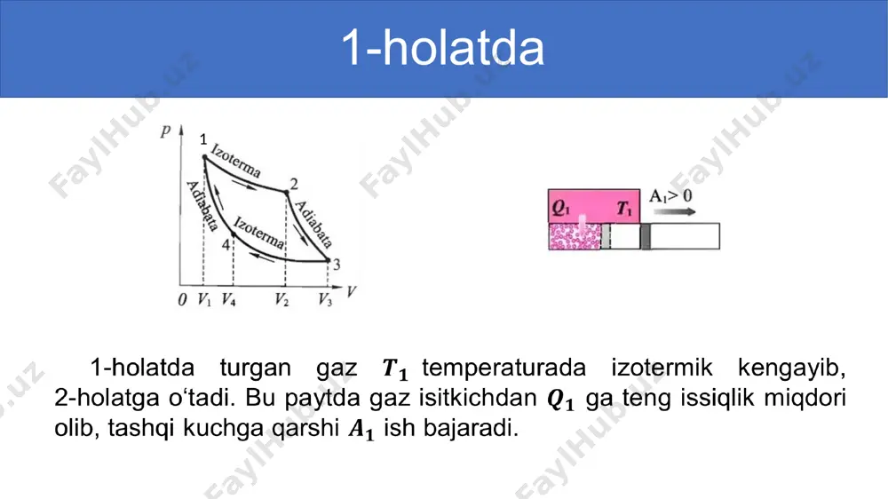 adiabatik jarayonlar. issiqlik mashinalarining fik. karno sikli - Page 5
