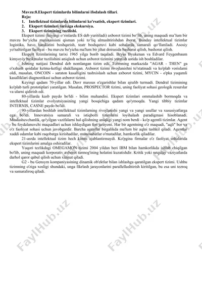 ekspert tizimlarda bilimlarni ifodalash tillari — DOCX