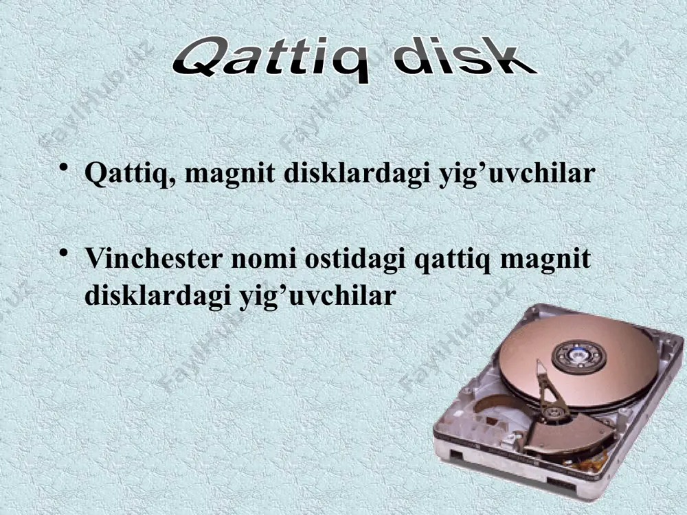 ma’lumotlarni o’quvchi diskovodlardir. ular dvd disklarida yozilgan videoroliklarni, videofilmlarni ham kompyuterda tomosha qilish imkonini beradi. chunki ishlab chiqarilayotgan dvd disklarining sig’imi 17 gbgacha boradi. bu esa bir yoki ikki seriyali to’lametrajli badiiy filmni yozish uchun etarlidir (bir seriyali film o’rtacha 4,7gb joy egallaydi). image2.jpeg image3.jpeg image4.jpeg image5.jpeg image6.jpeg image7.png image8.jpeg image9.jpeg image10.jpeg image11.jpeg image12.jpeg image13.jpeg image14.jpeg image15.jpeg image16.jpeg image17.jpeg image18.jpeg image27.jpeg image19.jpeg image20.jpeg image21.jpeg image22.jpeg image23.jpeg image24.jpeg image25.jpeg image26.jpeg image1.jpeg
