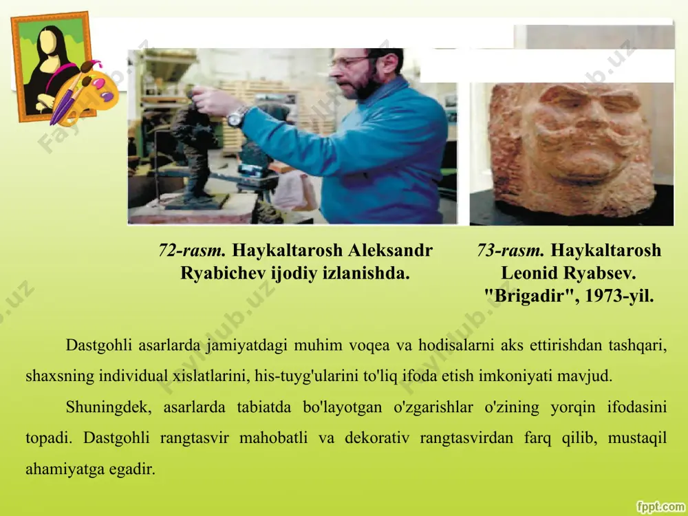 tasviriy san'atda dastgoh rangtasviri. dastgoh rangtasviri asarlarini badiiy idrok etish 6-sinf - Page 5
