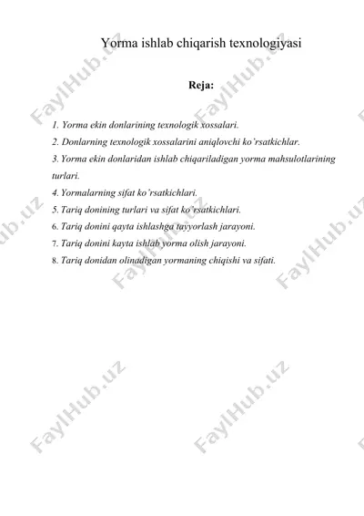 yorma ishlab chiqarish texnologiyasi — DOCX