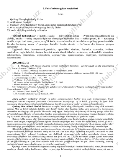 falsafani taraqqiyot bosqichlari — DOCX