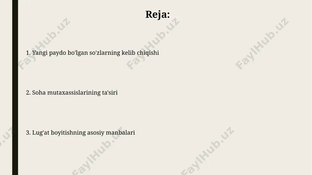 harlarida o'tkazilgan tadqiqotlar, yangi paydo bo'lgan 30 dan ortiq muloqotga oid atamalarni aniqladi. amaliy mashqlar va o'yinlar amaliy mashqlar va o'yinlar orqali 50 dan ortiq yangi so'z va terminlarni o'zlashtirish samarqanddagi 20 nafar talaba ustida o'tkazilgan tadqiqotda aniqlangan. interfaol o'yinlar orqali so'z boyligini oshirishda, ayniqsa 10-15 yoshli bolalar guruhlarida, 85% ga yaqin samaradorlik kuzatildi. bu toshkentdagi eksperiment natijalariga asoslanadi. internet va onlayn resurslar 2022 йилдаги маълумотларга кўра, youtube ва tiktok каби платформаларда 30 дан ортиқ янги интернет-сленг ва жаргонлар пайдо бўлиб, ёшлар орасида кенг тарқалган. онлайн луғатлар, масалан, "cambridge dictionary" ва "merriam-webster", кунига ўртача 5-10 та янги сўз ва ибораларни қўшиб, инглиз тилидаги лексика бойлигига сезиларли ҳисса қўшмоқда. kasbiy adabiyotlar kasbiy adabiyotlar, masalan, tibbiyot sohasidagi 2023 yilgi nashrlarda 500 dan ortiq yangi atamalar, jumladan, "gen terapiyasi" va "nanotexnologiya" kabi so'zlarni o'z ichiga olgan. o'zbekistonning 10 ta yirik universitet kutubxonalarida tahlil qilingan 2022-2023 yillardagi kasbiy adabiyotlarda 3000 dan ziyod yangi inglizcha …
