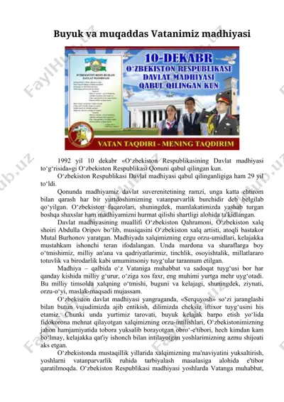 o‘zbekiston davlat madhiyasi taqdimoti — DOCX