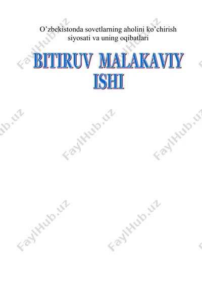 o’zbekistonda sovetlarning aholini ko’chirish siyosati va uning oqibatlari — DOC