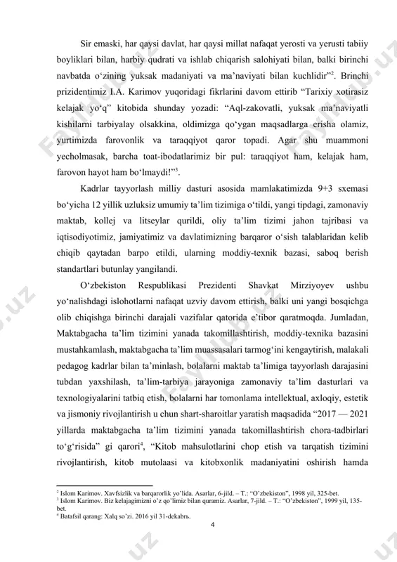 ni haqli ravishda “yoshlar mamlakati”, deb atashadi. bu bejiz emas. chunki bugun mamlakatimiz aholisining 60 foizdan ortig‘i aynan yosh yigit-qizlardir. yoshlar bunyodkorlik salohiyatiga ega bebaho resurs, mamlakat kelajagining negizini tashkil etuvchi ulkan kuchdir. ammo mazkur salmoqli qatlam yurt taqdiri va kelajagini hal qiluvchi katta qudratga aylanishi uchun dastavval ularni ijtimoiy, ma’naviy va moddiy jihatdan qo‘llab-quvvatlash, o‘z huquq hamda majburiyatlarini to‘laqonli ro‘yobga chiqarishi, jamiyatda munosib o‘rnini topishiga qulay sharoit yaratish kerak. dunyo shiddat bilan o‘zgarib, barqarorlik va xalqlarning mustahkam rivojlanishiga rahna soladigan turli yangi tahdid va xatarlar paydo bo‘layotgan bugungi kunda ma’naviyat va ma’rifatga, axloqiy tarbiya, yoshlarning bilim olishi, kamolga yetishga intilishiga e’tibor qaratish har qachongidan ham muhimdir. shu sababli sh. mirziyoyev yuksak ma’naviyatli, mustaqil fikrlaydigan, zamonaviy bilim va kasb-hunarlarni puxta egallagan yoshlarni tarbiyalash, ularda milliy va umuminsoniy qadriyatlarga hurmat hissini yuksaltirish dolzar vazifa ekanligiga alohida e’tibor qaratmoqda. shavkat mirziyoyevning saylovoldi dasturida “kamolot” yoshlar ijtimoiy harakati barcha yoshlar intiladigan, ularning qobiliyat …