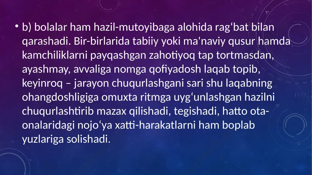 uqish mashqlaridan iborat sirli yashirin tilning xilma-xil ko‘rinishlarini o‘ylab topdilar. allalar allalar beshik qo‘shiqlarining keng tarqalgan an'anaviy janri hisoblanadi. jahonda biror xalq, millat yoki elat yo‘qki, ularning o‘z allasi bo‘lmasa...ruslarda “bayki” yoxud “bayushki” deb yuritiluvchi bunday qo‘shiqlar turkmanlarda “huvdilar”, tatarlarda “alli-balli”, qoraqalpoqlarda “hyeyya-hyeyya”, turklarda “nini-nini”, forslarda “lo-lo”, inglizlarda “cradlesong lullaby”, nemislarda “wiegelieg”, fransuzlarda “berceuse”, o‘zbek va tojiklarda “alla” va “allo” atamalari bilan mashhurdir. binobarin, alla jahon onalarining mehrga yo‘g‘rilgan bir qadar farahbaxsh, ammo o‘rni bilan esa bir qadar ma'yus, muqaddas qo‘shig‘idir. даль в. толковый словарь живого великорусского языка. т.1.м., 1955, с.57. хапыз ага. ашгабат, 1975, 21-бет. татар халкының балалар фольклоры, 41-бет. қарапалпақ халқ қосықлары. нокыс, 1965, 21-бет. gосик. edebiyet antologiyasi. anqara, 1957, 3-бет. капица. о.и. детский фольклор. с. 34. 1)ayollar allalari. bular asosiy ko‘pchilikni tashkil etadi va janr tabiatini tahlil qilishga oid barcha namunalar shu tipga mansub. 2)erkaklar allalari. bular huyalar deb yuritiladi. bu haqda dastlab g‘ozi olim yunusov 1926 …