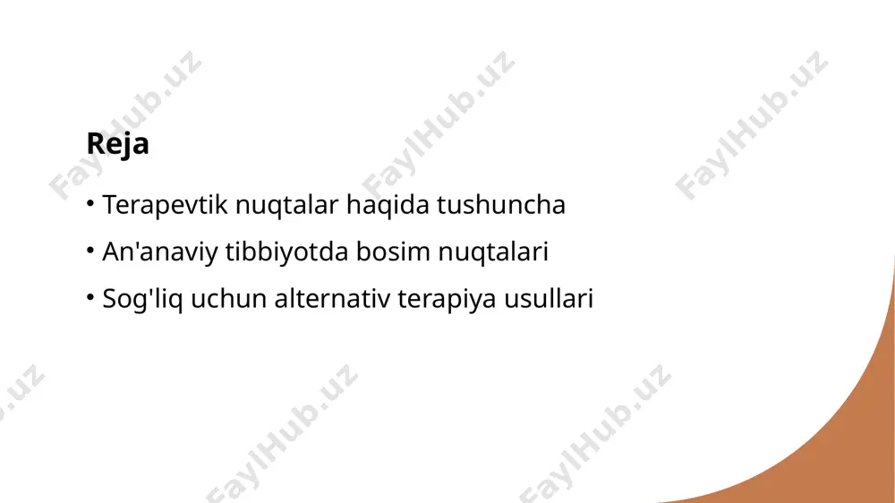 tarixi ming yilliklardan boshlab davom etadi. tibbiyotda ularning ishlatilishi asosan an'anaviy usullar orqali o'zgarib, rivojlangan. 3 zamonaviy adaptatsiya bugungi kunda bosim nuqtalari zamonaviy tibbiyotda ham qo'llanilmoqda. ular stressni kamaytirish va sog'liqni yaxshilashda muhim rol o'ynaydi. bosim nuqtalarining salomatlikka ta'siri: tadqiqotlar va o'zaro aloqalar. bosim nuqtalari, tanadagi energiya oqimlarini muvozanatga keltirishi bilan salomatlikka ijobiy ta'sir ko'rsatadi. tadqiqotlar, bu nuqtalarning qo'llanilishi, og'riqni kamaytirish va stressni pasaytirishda samarali ekanligini ko'rsatadi. - akupressura usullari yordamida og'riqni yengillashtirish. - stressni kamaytirish va umumiy farovonlikni oshirish. an'anaviy tibbiyotda bosim nuqtalarini qo'llash usullari va amaliyoti. an'anaviy usullar an'anaviy tibbiyotda bosim nuqtalari ko'plab usullar bilan qo'llaniladi. ular orasida massaj, akupressura va o'z-o'zini davolash metodlari mavjud. amaliyot va tajribalar terapevtik nuqtalarni qo'llash amaliyoti asosan tajribaga asoslanadi. an'anaviy shifokorlar bemorlar bilan ishlashda ushbu nuqtalarni aniqlashda ko'p yillik tajribaga ega. muntazam sessiyalar bosim nuqtalarini samarali davolash uchun muntazam sessiyalar o'tkazilishi muhimdir. bu, shuningdek, bemorlarning umumiy farovonligini oshirishda yordam beradi. alternativ terapiya …