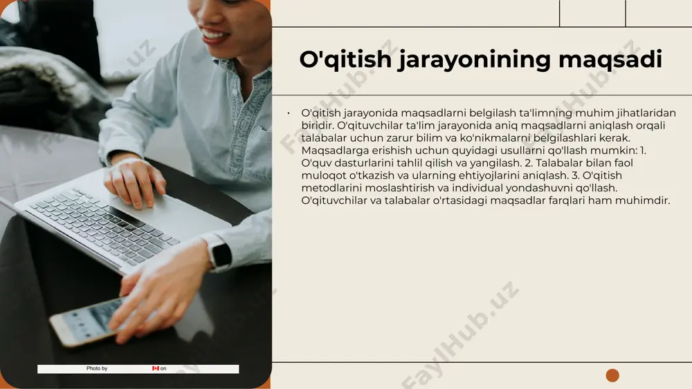 rida bu bosqichlarni inobatga olib, o'quvchilar bilan yanada samarali ishlashlari mumkin. photo by scott graham on unsplash photo by priscilla du preez 🇨🇦 on unsplash pedagogik metodlar: ta'rif va ahamiyati pedagogik metodlar - o'qitish jarayonida maqsadga erishish uchun qo'llaniladigan usullar va strategiyalardir. ular o'quvchilarning bilish jarayonini yaxshilash, ularning qiziqishini oshirish va samarali o'qitishni ta'minlashga qaratilgan. misol uchun, interfaol metodlar, masalan, guruh muhokamalari va o'yinlar, o'quvchilarni faol ishtirok etishiga yordam beradi va bilimlarni mustahkamlashda samarali vositalardir. photo by priscilla du preez 🇨🇦 on unsplash bosqichlarga ta'sir qiluvchi metodlar o'qitish jarayonida pedagogik metodlar bosqichlararo ta'sir ko'rsatadi. har bir bosqichda o'quvchilarni jalb qilish, ularning qobiliyat va ehtiyojlarini inobatga olish maqsadida turli usullar qo'llaniladi. masalan, interaktiv usullar dastlabki bosqichda o'quvchilarning motivatsiyasini 30% ga oshirishi mumkin, bu esa ta'lim samaradorligini oshiradi. photo by austin distel on unsplash metodlarning samaradorligini baholash samadorlik baholash: 5 so'z pedagogik metodlarning samaradorligini baholashda swot tahlili muhim ahamiyatga ega. bu tahlil …