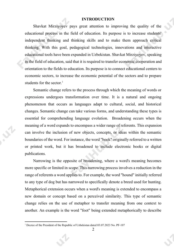 or printed work, but it has broadened to include electronic books or digital publications. narrowing is the opposite of broadening, where a word's meaning becomes more specific or limited in scope. this narrowing process involves a reduction in the range of referents a word applies to. for example, the word "hound" initially referred to any type of dog but has narrowed to specifically denote a breed used for hunting. metaphorical extension occurs when a word's meaning is extended to encompass a new domain or concept based on a perceived similarity. this type of semantic change relies on the use of metaphor to transfer meaning from one context to another. an example is the word "foot" being extended metaphorically to describe the base or bottom of a mountain. metonymy involves a shift in meaning where a word comes to be associated with something closely related to its original referent. this change …