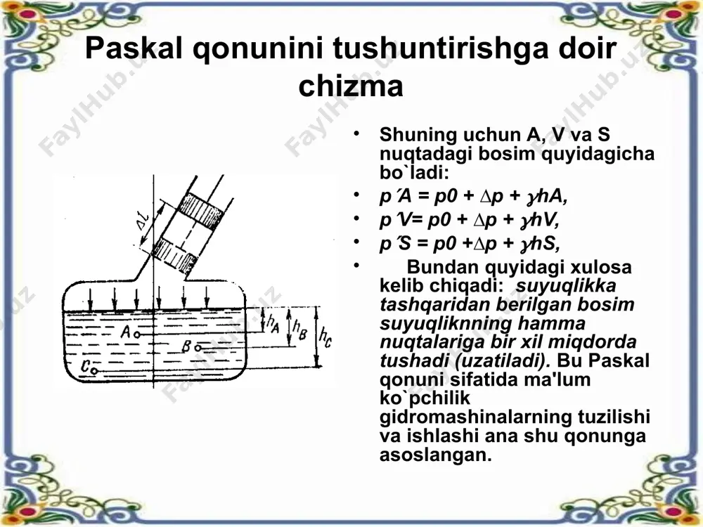 gidrostatikaning qonunlari va uning texnikada qo`llanilishi - Page 4