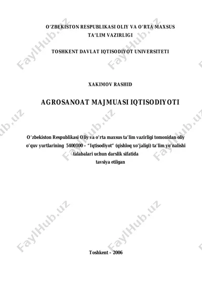 agrosanoat majmuasi iqtisodiyoti — PDF