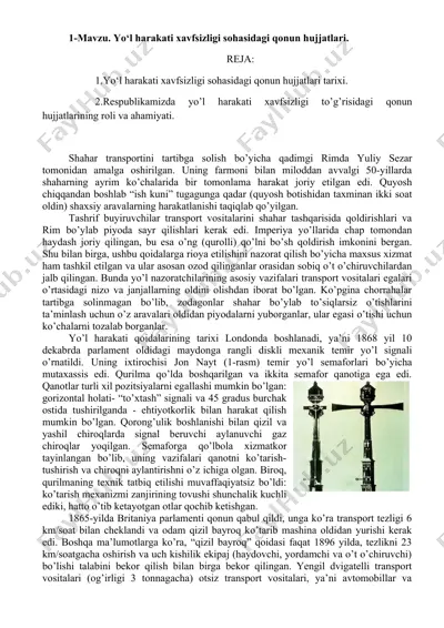 yo‘l harakati xavfsizligi sohasidagi hujjatlar tarixi — DOCX