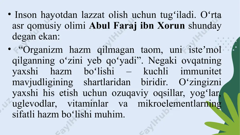 r transformatsiyasiga aytiladi. fermentlarni immobilizatsiya qilish quyidagi sabablarga ko‘ra amalga oshiriladi: 1. immobilizatsiya qilingan fermentlar reaktorda ushlanib qolinadi. erituvchi ferment esa hosil qilingan reaksiya mahsuloti bilan chiqib ketadi; 2. immobilizatsiya qilingan ferment o‘z faolligini uzoq vaqt saqlab qoladi; 3. immobilizatsiya qilingan fermentlarni katalitik jarayonlarni etaplarga qarab ma’lum tartibda joylashtirish imkonini beradi. immobilizatsiya qilingan fermentlar ushbu xususiyatlari ulardan ko‘p miqdordagi substratni qayta ishlash qo‘l keladi. fermentlarni immobilizatsiya qilish ularni kerakli shakl va hajmga to‘plash, bu orqali turli maqsadlarda foydalanish imkoniyatini yaratadi. fermentlar denaturatsiyaga faqat yuqori harorat ta’sirida uchrabgina qolmay, balki tashqi omillar ta’sirida ham, masalan, mineral kislotalar, ishqorlar, og‘ir metall tuzlari, alkaloidli moddalar, eritmani uzoq vaqt chayqatish, ultrabinafsha va rentgen nurlari tasirida ham faolligini yo‘qotadi. fermentlarning faolligini o‘rganish ulardan ilmiy-tadqiqot ishlarida, xalq xo‘jaligining turli sohalarida, tibbiyotda keng qo‘llanishida qo‘l kelmoqda. fermentlar yuqori darajadagi spetsifiklikka ega bo‘lgan fermentlar bo‘lganligi uchun ular oqsillar, nuklein kislotalarini qurilishini o‘rganishda, gen injeneriyasida turli farmakologik faol moddalar …