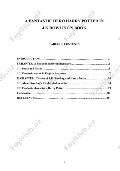 a fantastic hero harry potter in j.k.rowling’s book — DOC