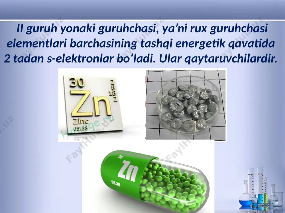 ii guruh yonaki guruhcha elementlarining davriy jadvaldagi o‘rni. atom tuzilishi. xossalari. 9 - sinf - Page 4