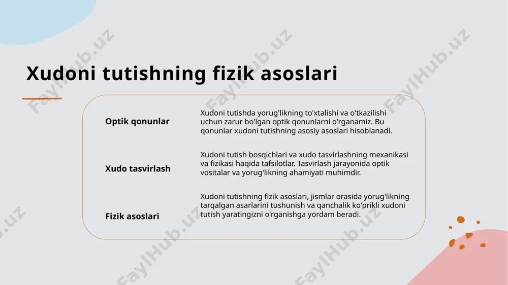 g asosiy qonunlaridan biridir. bulutnoma va fokusning xilma-xil turlari mavjud. photo by siegfried poepperl on unsplash tasvir shakli va optik algoritmlar 01 optik qonunlar optik qonunlar, yorug‘lik tevaraklarining har xil shakllarda tasvirlanish usullari va optik algoritmlarni o‘z ichiga oladi. 02 tasvir shakli tasvir shakli, nurlarning o‘zaro ta'siri va aks etishmasi jarayonlarini tushuntiradi, bu optik algoritmlarning asosiy qismidir. 03 algoritmalar optik algoritmalar nurlarning aks etishmasi va tasvirlanishini tushuntiradi, bu esa tasvir shakli va optik qonunlar bilan bog‘liqdir. optik to'g'ri matn va tasvir shakllanishi optik tushlar optik tushlar – bu tushlarning nurdan qaytarilishi va nurdan o'tkazilishi. tushlarning optik xususiyatlarini o'rganish uchun bu muhim mavzu. matnning oqibati optik to'g'ri matnning oqibati tushlarning nuqtai nazarlarini nasosini oshiradi va matnning o'zini yoritadi. bu optik o'zgarishlarni tushlarga tushuncha beradi. tasvir shakllanishi tushlardagi tasvirlar optik qonuniyatlar asosida shakllanadi. tushlardagi tasvirlar tushlarning yorug'ligi va refraksiyasi bilan bog'liqdir, bu esa optikning asosiy qoidalari. optik texnologiyalarni tasvir etishning yuksakligi optik …