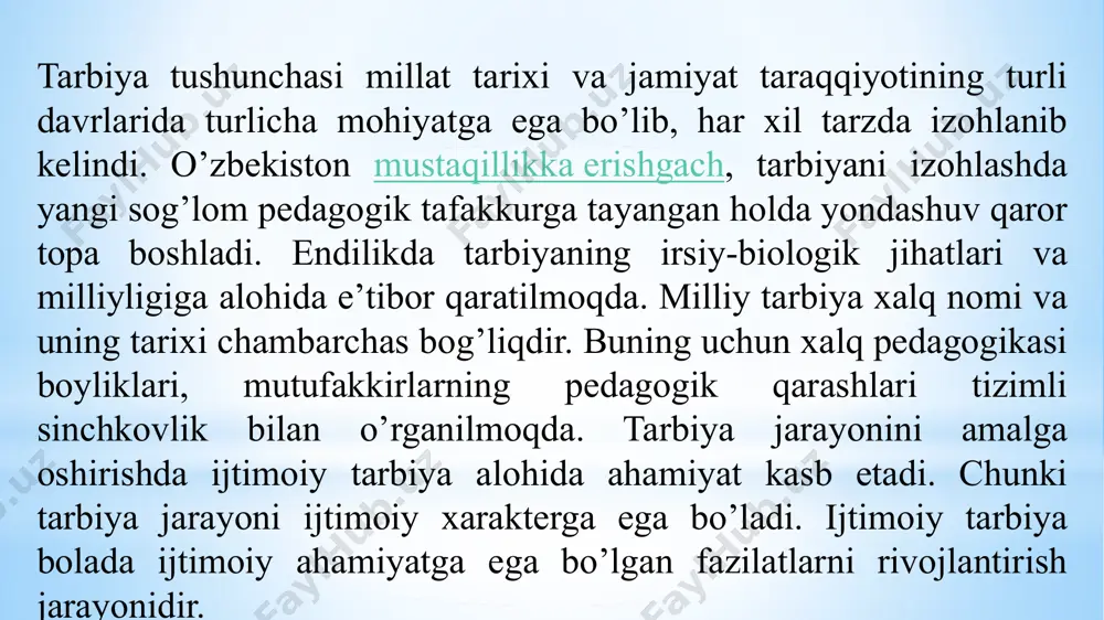 arni farzand tarbiyasi mas’uliyati to‘g‘risida konstitutsiyamizning 64-moddasida ota-onalar o‘z farzandlarini voyaga yetgunlariga qadar boqish va tarbiyalashga majburdirlar, degan qoida mustahkamlab qo‘yilgan. bundan tashqari, farzandining tarbiyasi bilan qiziqmagan, yetarlicha g‘amxo‘rlik ko‘rsatmagan ota-onalar o‘zbekiston respublikasi ma’muriy javobgarlik to‘g‘risidagi kodeksining 47-moddasi bilan ayblanadilar. e’tibor qilib qaraladigan bo‘lsa, unda “ota-onalar o‘z farzandlarini voyaga yetgunlariga qadar boqish va tarbiyalashga majburdirlar”, deyilgan moddaga bu yerda ikki majburiyat bor. biri - boqish, ikkinchisi - tarbiyalash. bizda bola boqish muammosi, ya’ni bolamga nima yedirib-ichirsam ekan, degan muammo yo‘q. buning tasdig‘iga mamlakatimizda har ikki oilaning birida o‘z shaxsiy avtomashinasiga egaligi, aqshning kaliforniya universiteti olimlari o‘tkazgan tadqiqotlarda jahonning eng baxtli 158 ta mamlakati orasida o‘zbekistonimizning 44-o‘ringa chiqqanining o‘zi javob. biroq ikkinchi majburiyat - tarbiyaviy majburiyatni ta’minlashda ota-onalar ko‘proq muammoga duch kelmoqda. ya’ni, puli ko‘p, biroq bolani qanday tarbiyalash kerak, degan savollarga javoblari - kam. ularda pedagogik kompetentlilik - bilim, ko‘nikma, malaka, xohish yetishmayotgani sezilmoqda deb takidlaydi pedagogika fanlari doktori, professor …