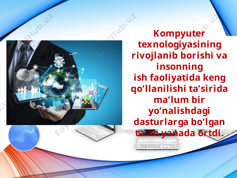 le calculator – ko‘rinayotgan kalkulyator) nomi bilan den briklin va bob frenkston tomonidan 1979-yilda ishlab chiqilgan. dastlabki naqli 1994-yilda microsoft kompaniyasi tomonidan ishlab chiqarilgan va takomillashtirilib borilayotgan excel dasturi hozirgi kunda eng ommalashgan jadval protsessoridir. excel dasturida ishni tugallash uchun esa piktogrammasini yoki fayl menyusining ya’ni chiqish buyrug‘ini tanlash yoki alt + f4 klavishlarni birgalikda bosish yetarli. exceldagi menyular satri word matn protsessoridagi menyular satridan farqlanadi. savol va topshiriqlar 1. birinchi elektron jadvalning nomi qanday va qachon ishlab chiqilgan? 2. elektron jadvallar qo‘llaniladigan sohalarga misollar keltiring. 3. elektron jadvalning asosiy vazifasi nimadan iborat? 4. elektron jadvallar imkoniyatlari haqida so‘zlab bering. 5. qanday elektron jadvallar nomini bilasiz? 6. excel jadvalini ishga tushirish va unda ishni tugatish usullarini amalda ko‘rsatib bering.