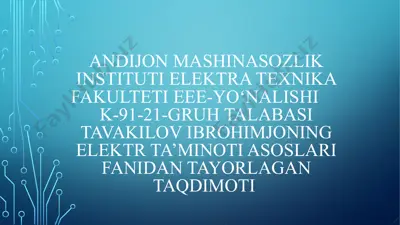 podstansiyalarda transformatorlarning soni va quvvatlarini aniqlash boʻyicha umumiy koʻrsatmalar — PPTX