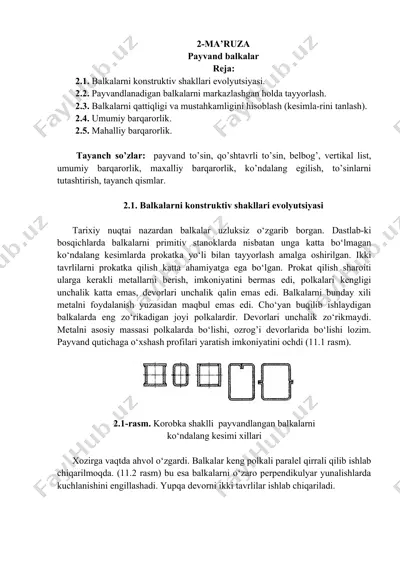 balkalarni konstruktiv shakllari evolyutsiyasi — DOCX