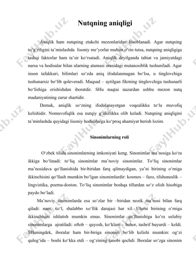 nutqning aniqligi — DOC