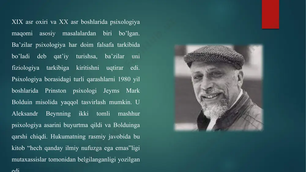 umladan franciya, angliya va amerikada laboratoriya ham da institutlar tashkil qilindi. xix asrning oxirida rossiyada ham bir qancha eksperimental psixologiya laboratoriyalari tashkil qilindi: moskvada tokarskiy, qozonda bexterev, odessada n.n.langerlar tomonidan shunday laboratoriyalar ochildi. 1911 yil moskva universiteti xuzurida, maxsus qurilgan binoda professor chelpanov raxbarligida eksperimental psixologiya instituti tashkil qilindi. xozirgi vaqtda bu institut rf pedagogika fanlari akademiyasi sistemasiga kiradi. professor a. f. lazurskiy (1874-1917 y.) tomonidan eksperimental metodning aloxida turi – tabiiy eksperimental ishlab chiqarilgan. eksperimentning bu turidan bizda bolalar psixologiyasini o’rganishda, pedagogika masalalarini, ayniqsa, ta’lim psixologiyasi masalalarini ishlab chiqarishda keng va unumli foydalanilmoqda. eksperimental metodning tatbiq qilinishi psixologiya fani taraqqiyotiga juda unumli ta’sir ko’rsatdi. bu metod yordamida oddiy kuzatish yoki o’z-o’zini kuzatish yo’li bilan aniqlash qiyin bo’lgan yoki butunlay mumkin bulmagan ko’p ma’lumotlar aniqlandi, ayrim psixik xodisalar o’rtasidagi bog’lanishlar aniqlangan, psixik processlardagi, ayniqsa, sezgilar, diqqat, idrok, xotira soxasidagi ba’zi bir qonuniyatlar ochilgan. eksperimental analiz yo’li bilan murakkab psixik processlar …
