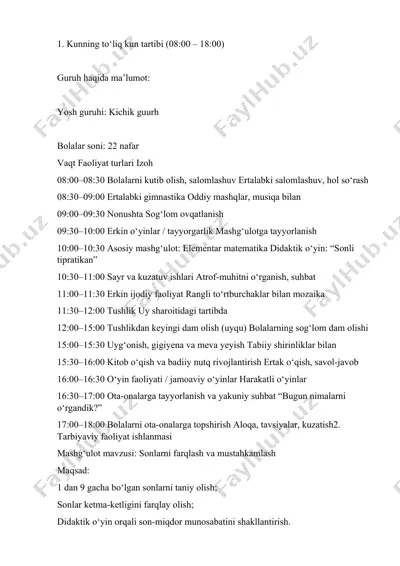 kunning to‘liq kun tartibi — DOCX