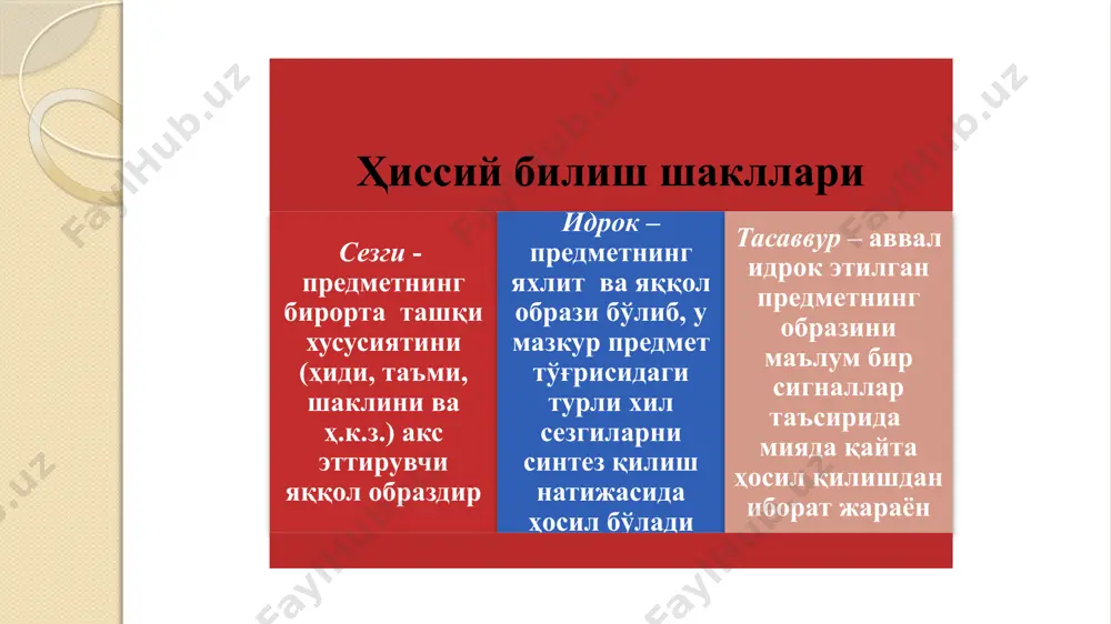 osiy tashkilotdan iboratligi» davlatning muhim xususiyatlari hisoblanadi. tushuncha, hukm (mulohaza) va xulosa chiqarish tafakkurning universal shakllari, uning asosiy strukturaviy elementlari hisoblanadi muhokama yuritishda ishonchli natijalarga erishishning zaruriy shartlari qatoriga fikrning chin bo‘lishi va formal jihatdan to‘g‘ri qurilishi kiradi. chin fikr deb, o‘zi ifoda qilayotgan predmetga muvofiq keluvchi fikr hisoblanadi (masalan, «temir-metall»). xato fikr predmetga mos kelmaydigan fikrdir (masalan, «temir-metall emas»). fikrning chin yoki xato bo‘lishi uning mazmuniga tegishli xususiyatlaridir. mantiqning asosiy qonunlari quyidagilardan iborat: 1.ayniyat qonuni. 2. nozidlik qonuni. 3. uchinchisi istisno qonuni. 4. yetarli asos qonuni. ayniyat qonuni ayniyat qonuniga ko‘ra ma’lum bir predmet yoki hodisa haqida aytilgan ayni bir fikr ayni bir muhokama doirasida ayni bir vaqtda o‘z-o‘ziga tengdir. bu qonun formal mantiq ilmida «a-a dir» formulasi bilan ifodalanadi. masalan: «dialektika qonunlari» va «tabiat, jamiyat va inson tafakkurining eng umumiy qonunlari» tushunchalari shakliga ko‘ra turlicha bo‘lsa ham mazmunan aynandir. shuningdek, o‘zbek halqiga hos bo‘lgan askiya san’atida ayniyat qonunlari …