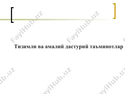 tizimli va amaliy dasturiy ta'minotlar — PPT