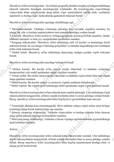 masofaviy ta'lim texnologiyalari — DOCX
