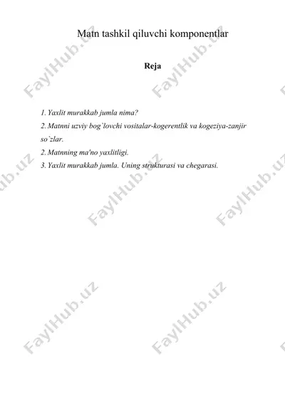 matn tashkil qiluvchi komponentlar — DOC
