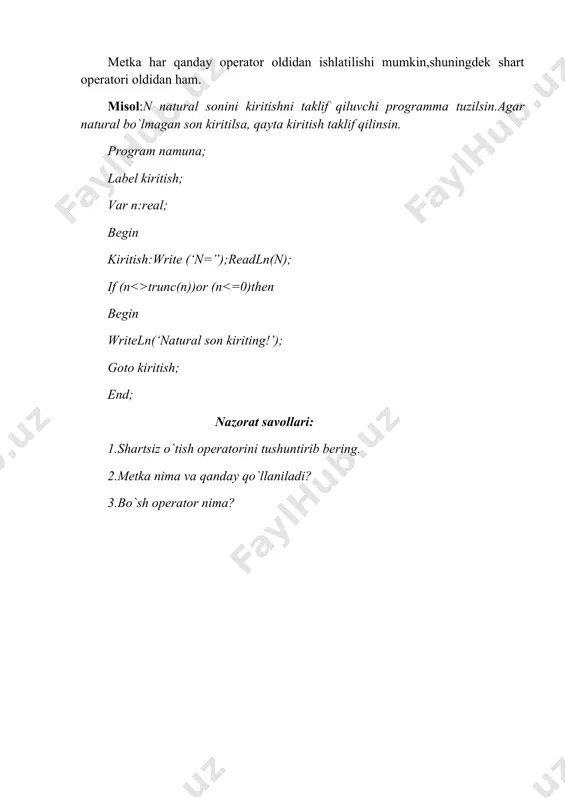 shartsiz o`tish operatori - Page 2